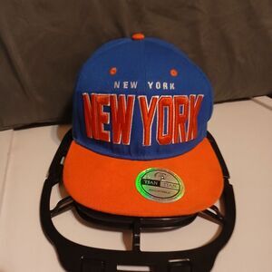 Tian Tian New York Adjustable SnapBack Hat Blue Orange